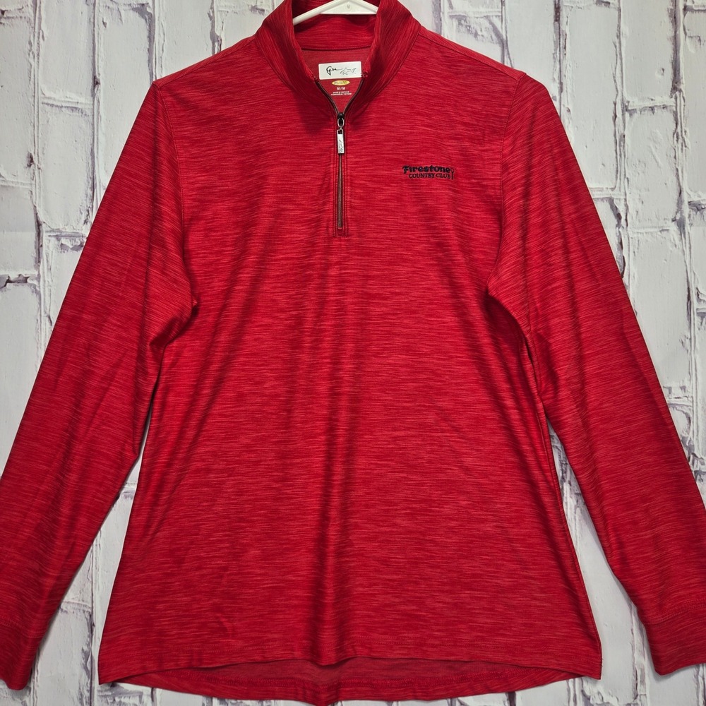 Greg Norman Firestone Country Club Red Performance Play Dry 1/4 Zip Womens Med.